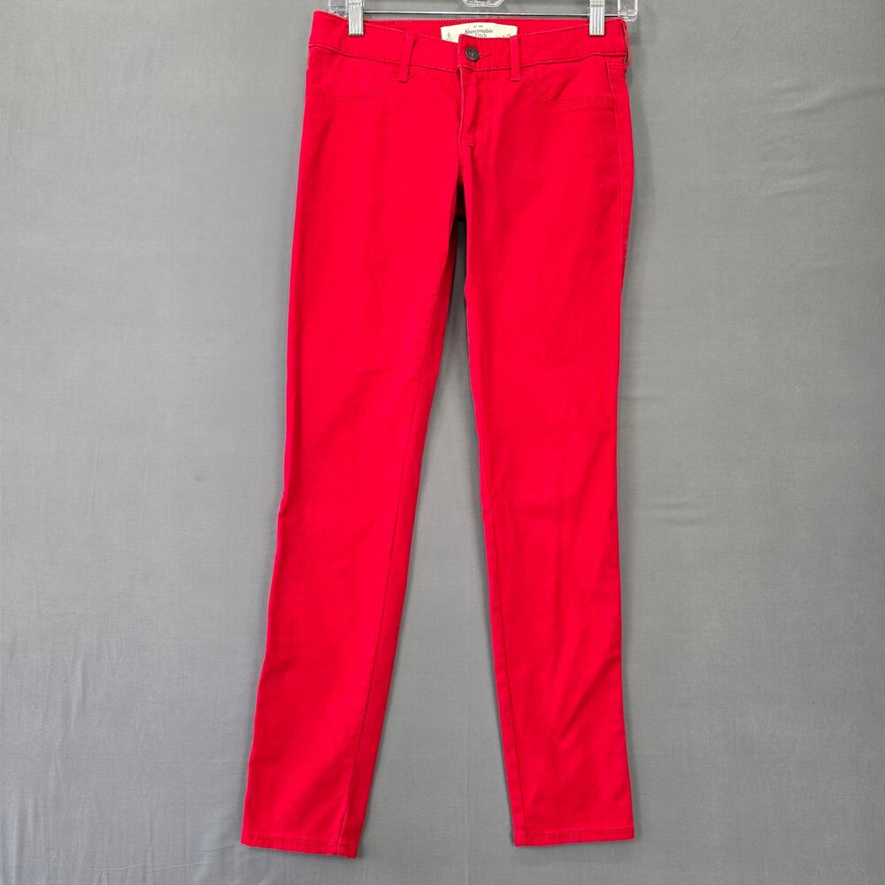 Abercrombie Fitch Red Skinny Jeans Stretch Back Pockets Classic Women Size 0 Zip